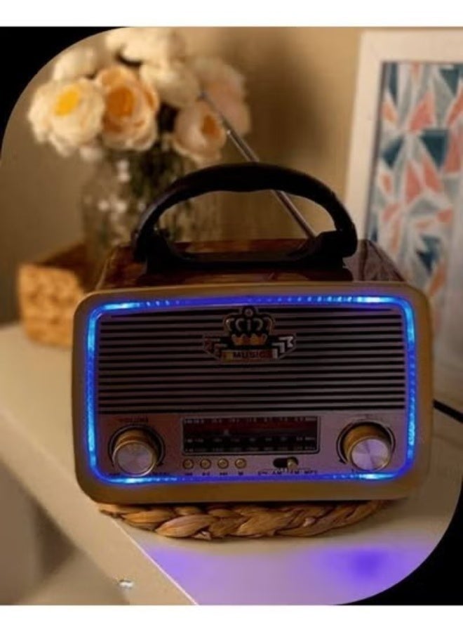 راديو بإضاءة جذابة وصوت عالي ونقي جدًا تصميم عملي وعصري مناسب للاستماع داخل المنزل أو أثناء السفر، تجربة صوتية واضحة ومميزة T - Image 3